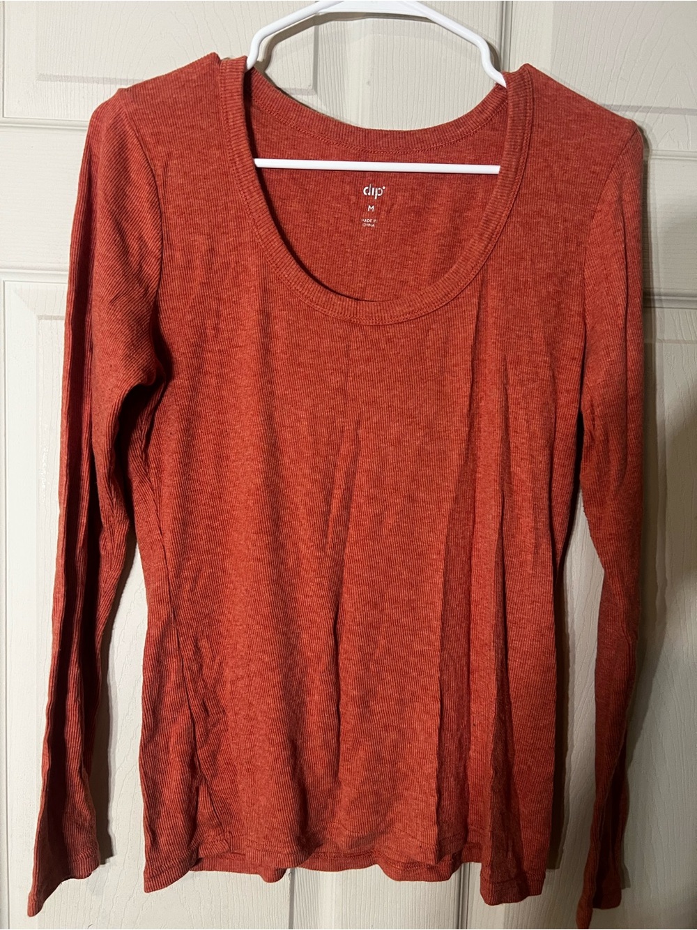 Bundle Women’s 3ct Sz M Scoop Neck Long Sleeve Top in Rust/Baby Blue/Charcoal